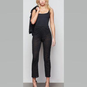 Good American Lush Embroidered Flocked Sheer Pants Black size 6 NWT